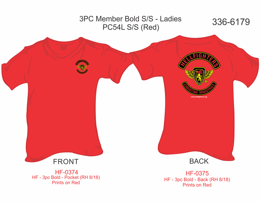 T-Shirt, Short Sleeve, Hellfighters 3PC Member Bold - Ladies (Red)