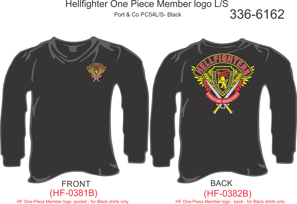 336-6162 T-Shirt, Long Sleeve, Hellfighter One Piece (Black, w/printed sleeves)