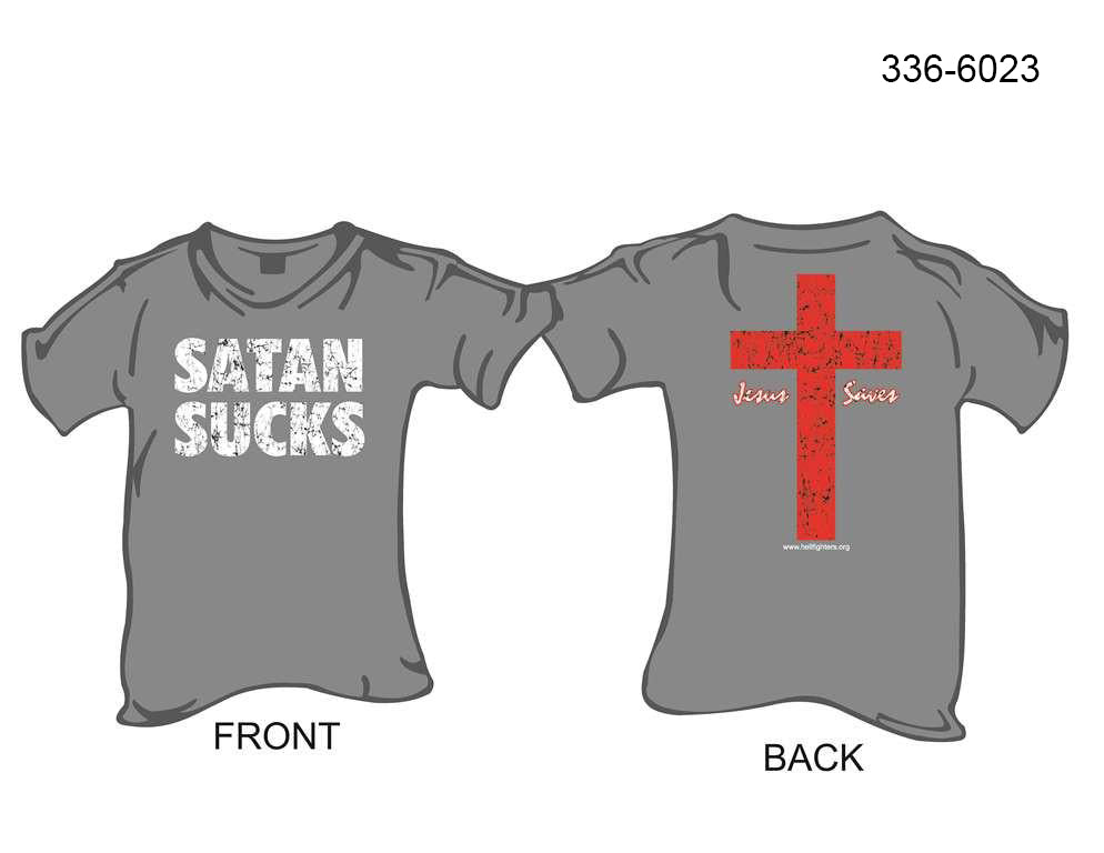 T-Shirt, Short Sleeve, Satan Sucks/Jesus Saves (gray)