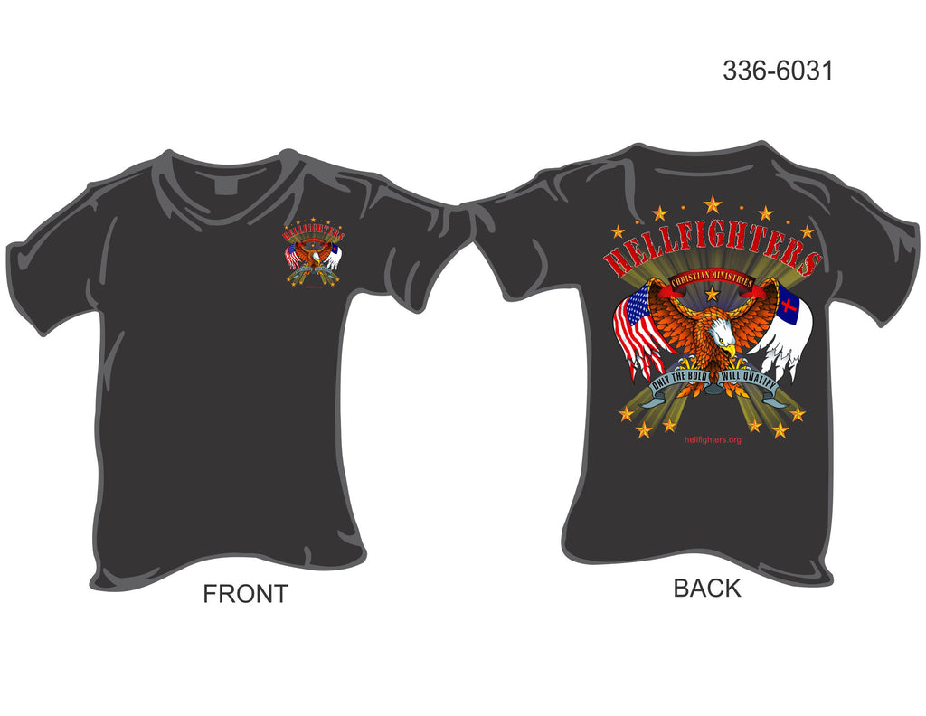 T-Shirt, Short Sleeve, Hellfighters Eagle w/Wing Flags (black)