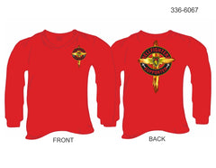 T-Shirt, Long Sleeve, Hellfighters Supporter w/Cross (red, blank sleeves)
