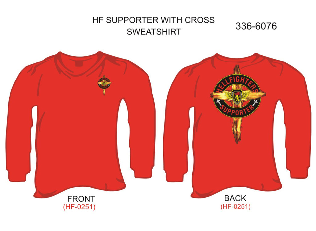 Sweatshirt, Long Sleeve, Supporter w/Cross (red, blank sleeves)