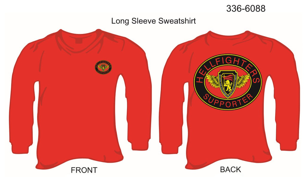Sweatshirt, Long Sleeve, Hellfighters Supporter Oval (red, w/blank sleeves, crew neck)