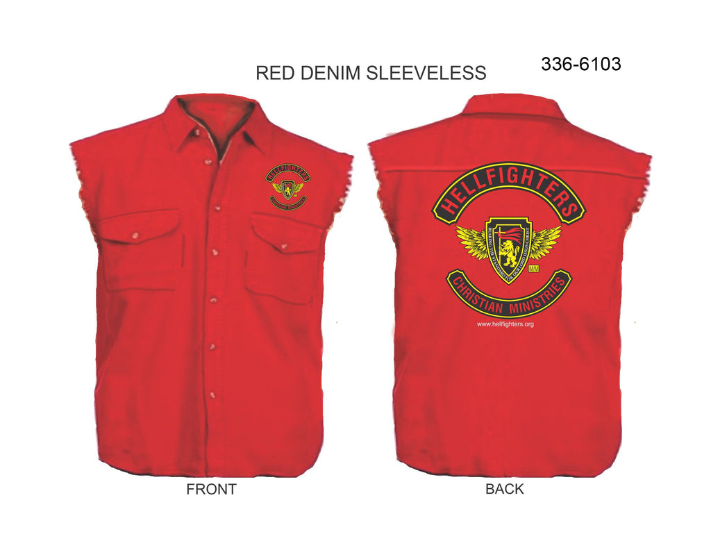 Shirt, Sleeveless Denim, Hellfighters 3pc Member Bold (red)