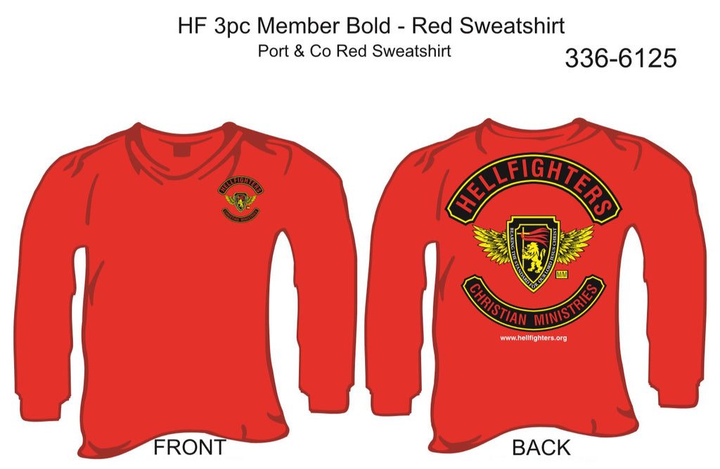 Sweatshirt, Long Sleeve, Hellfighter 3pc Member Bold (red , blank sleeves)