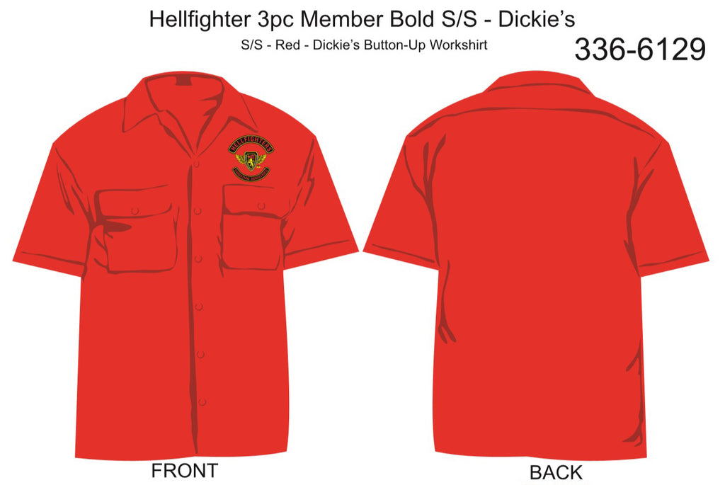 Shirt, Short Sleeve, Hellfighter 3pc Member Bold (red, Dickie's, pocket only)