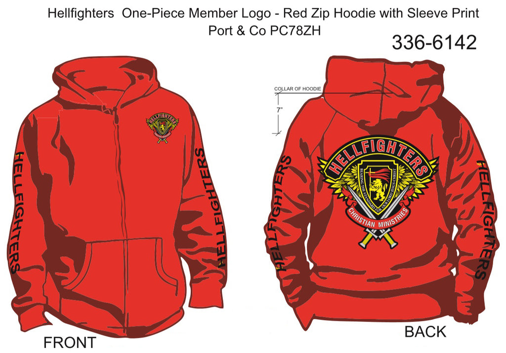 Hoodie, Long Sleeve, Hellfighter One-Piece Member (red, HF sleeves, zip-up)