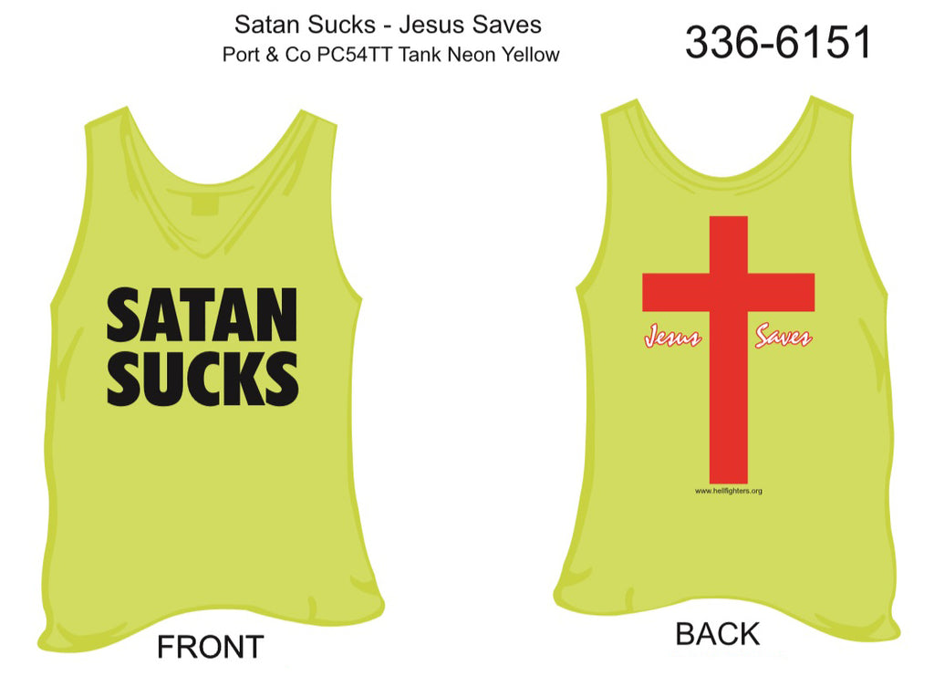 Tank, Satan Sucks/Jesus Saves (neon yellow)
