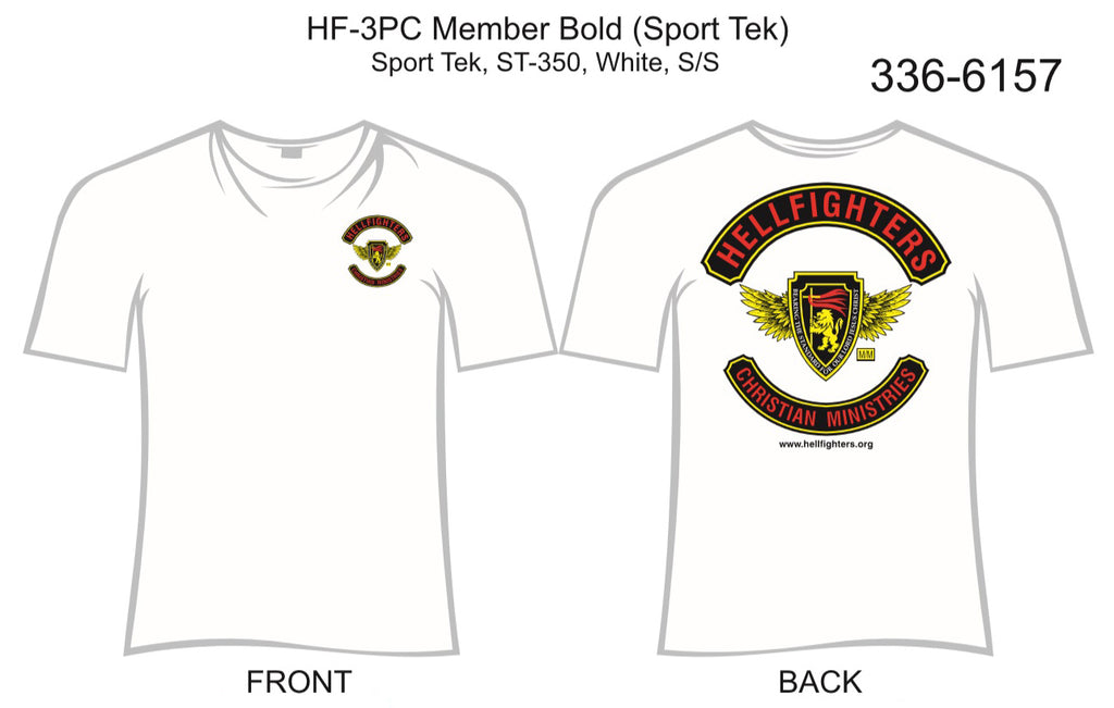 T-Shirt, Short Sleeve, Hellfighter 3pc Member Bold (white, Sport Tek)