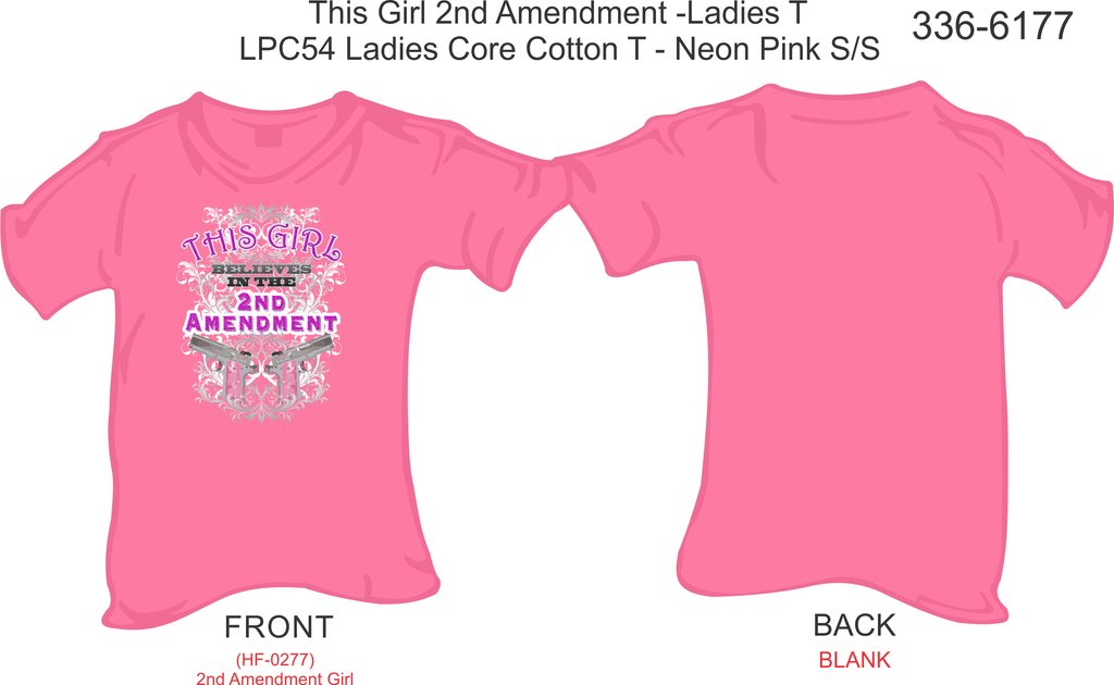 T-Shirt, Short Sleeve, This Girl / 2nd Amendment - Neon Pink (Ladies)