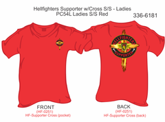 T-Shirt, Short Sleeve, Hellfighters Supporter w/Cross - Ladies (Red)