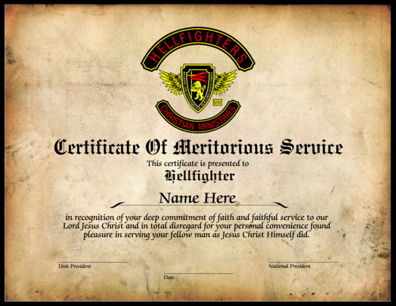 Certificate Certificate of Meritorious Service 3pc Member Hellfighters Certificate Certificate of Meritorious Service 3pc Member Hellfighters