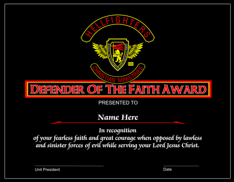 Award, Defender of the Faith - 3pc Member