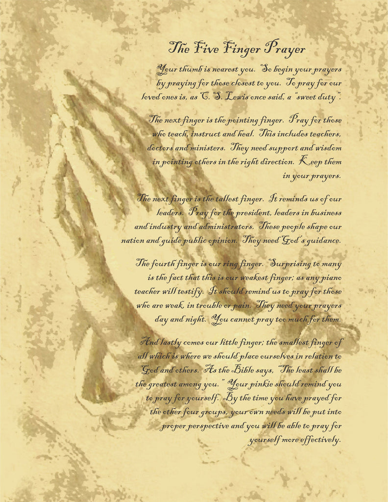 Poem/Pledge, Five Finger Prayer