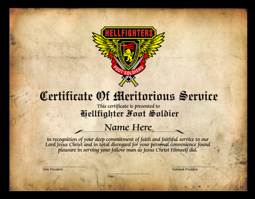 Certificate, Certificate of Meritorious Service - Foot Soldier