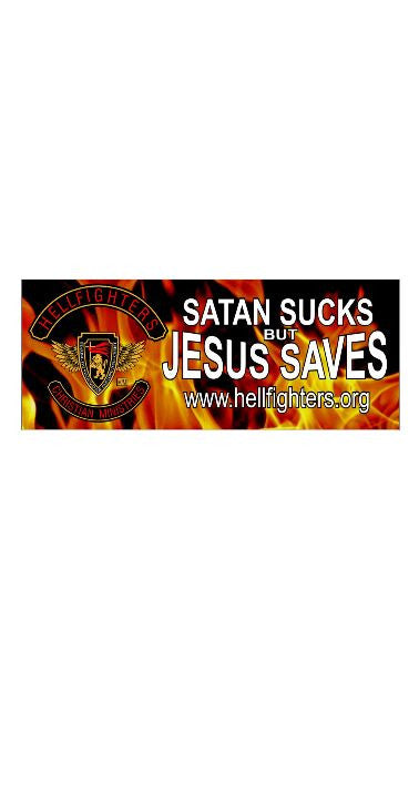 Banner, Hellfighter 3PC / Satan Sucks But Jesus Saves